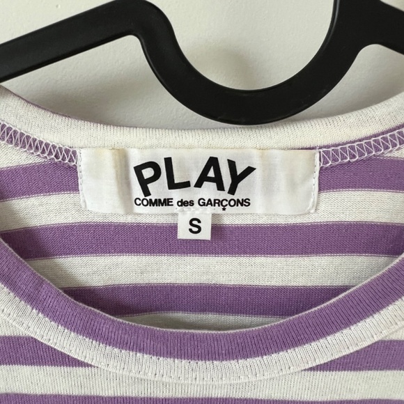 Comme des Garçons Play Striped Crew Neck Top Purple - Picture 6 of 7
